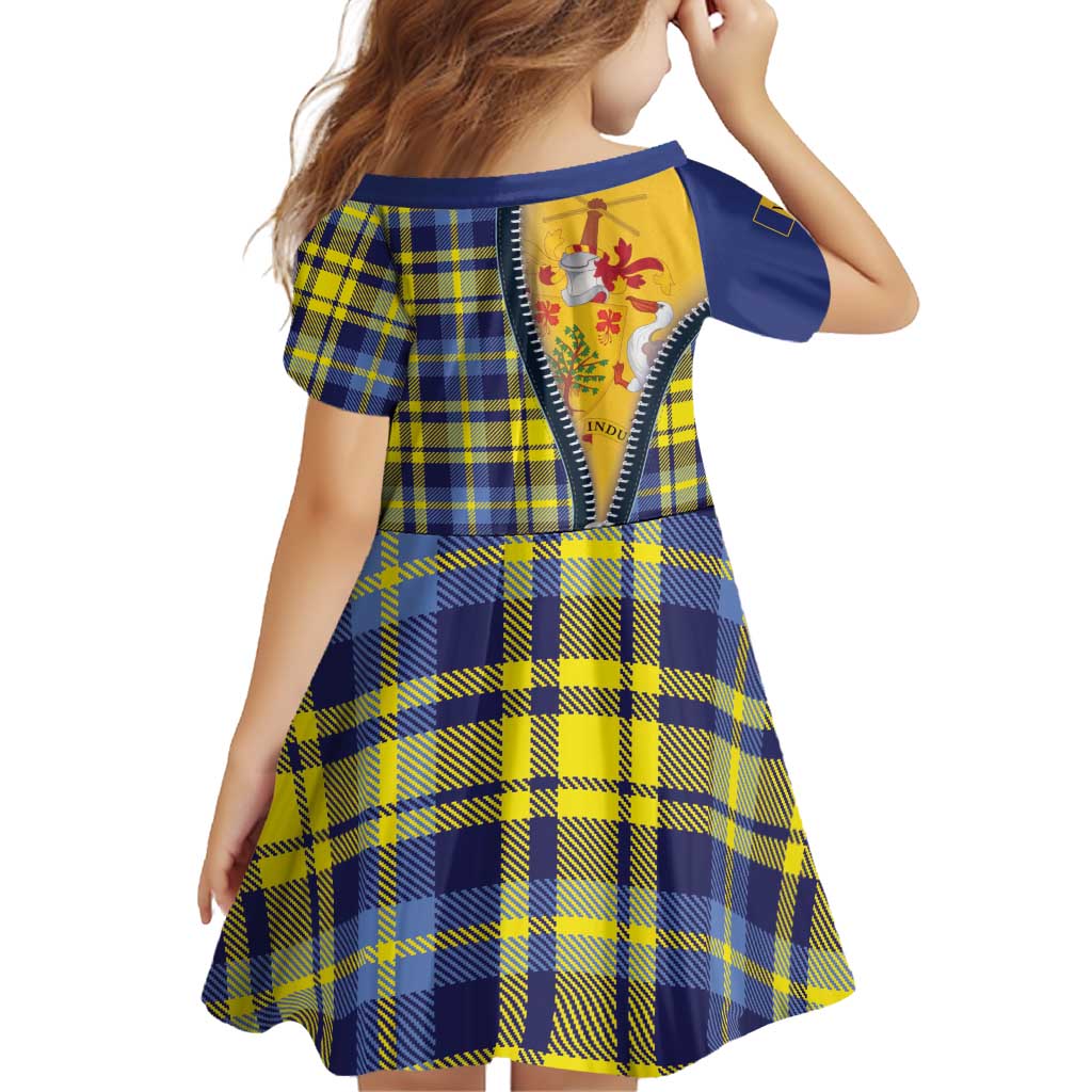 Barbados Celtic Festival Family Matching Puletasi and Hawaiian Shirt Yellow Blue Tartan Zipper Stylized