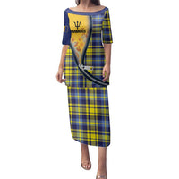 Barbados Celtic Festival Family Matching Puletasi and Hawaiian Shirt Yellow Blue Tartan Zipper Stylized