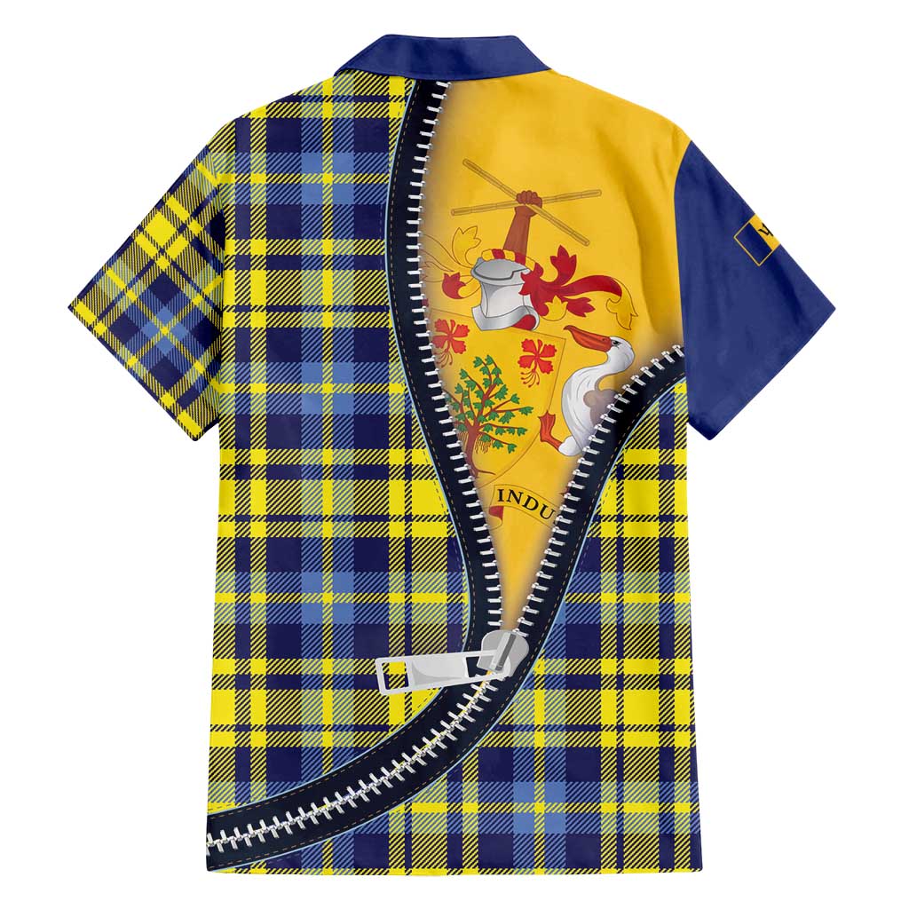 Barbados Celtic Festival Family Matching Tank Maxi Dress and Hawaiian Shirt Yellow Blue Tartan Zipper Stylized