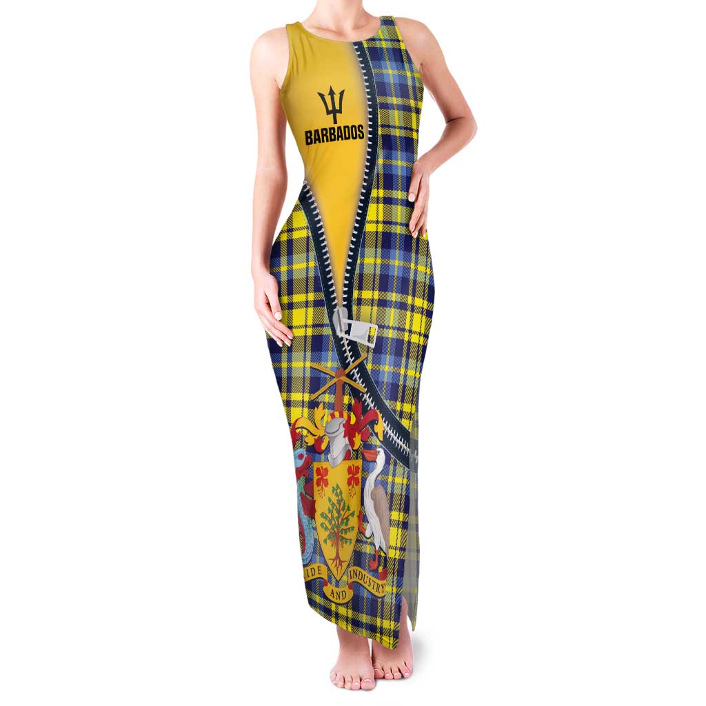 Barbados Celtic Festival Family Matching Tank Maxi Dress and Hawaiian Shirt Yellow Blue Tartan Zipper Stylized