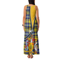 Barbados Celtic Festival Family Matching Tank Maxi Dress and Hawaiian Shirt Yellow Blue Tartan Zipper Stylized