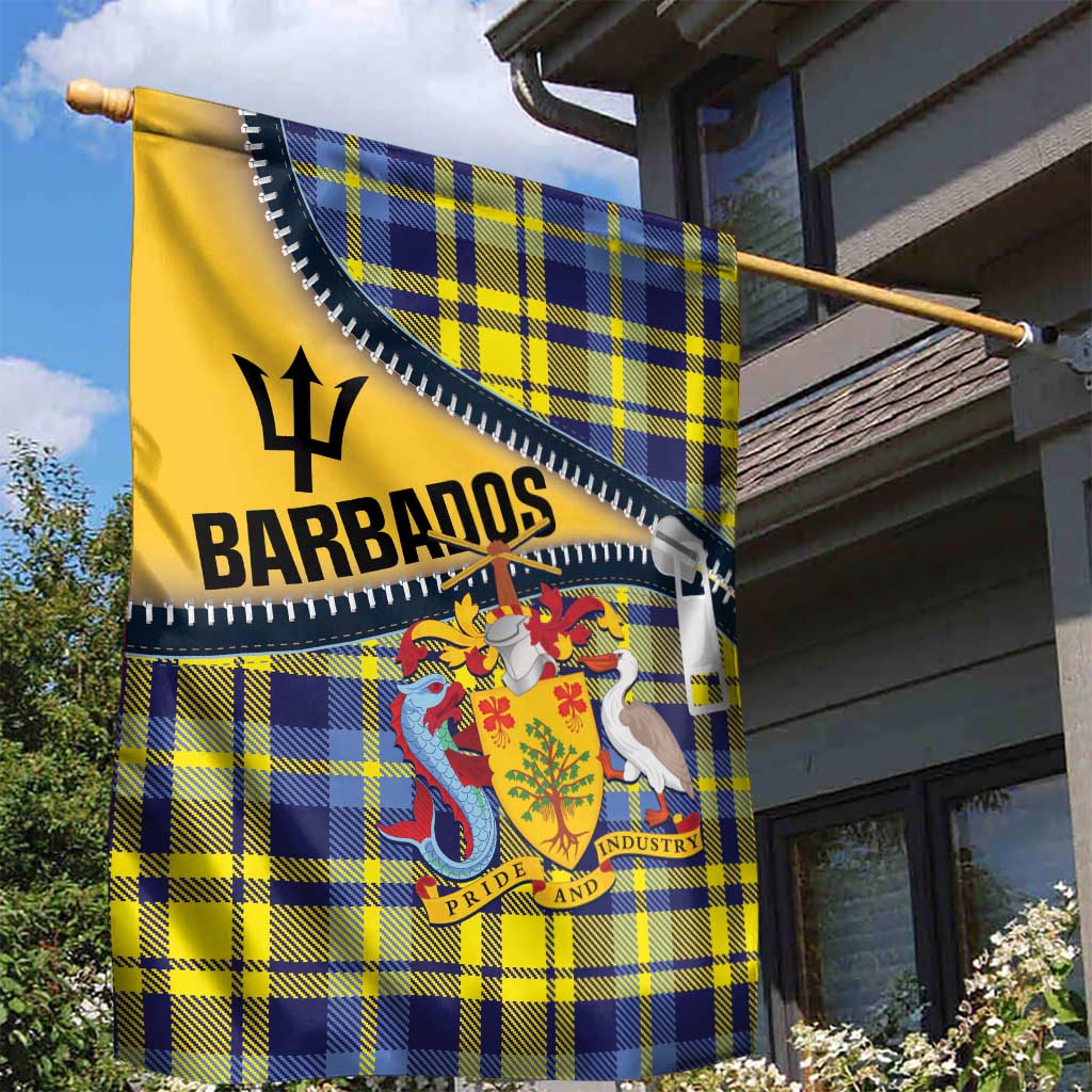Barbados Celtic Festival Garden Flag Yellow Blue Tartan Zipper Stylized