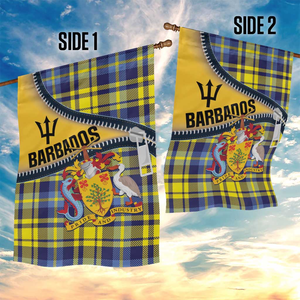 Barbados Celtic Festival Garden Flag Yellow Blue Tartan Zipper Stylized