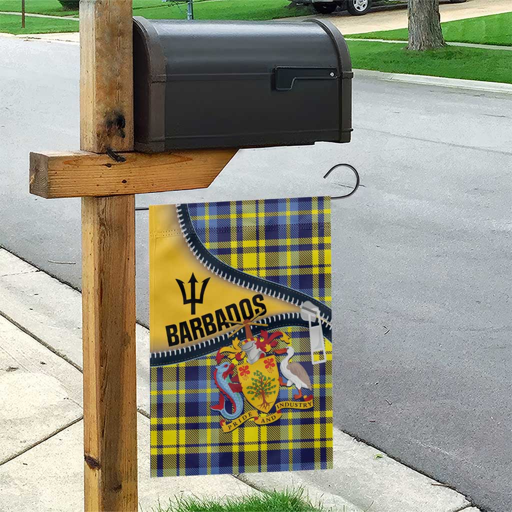 Barbados Celtic Festival Garden Flag Yellow Blue Tartan Zipper Stylized