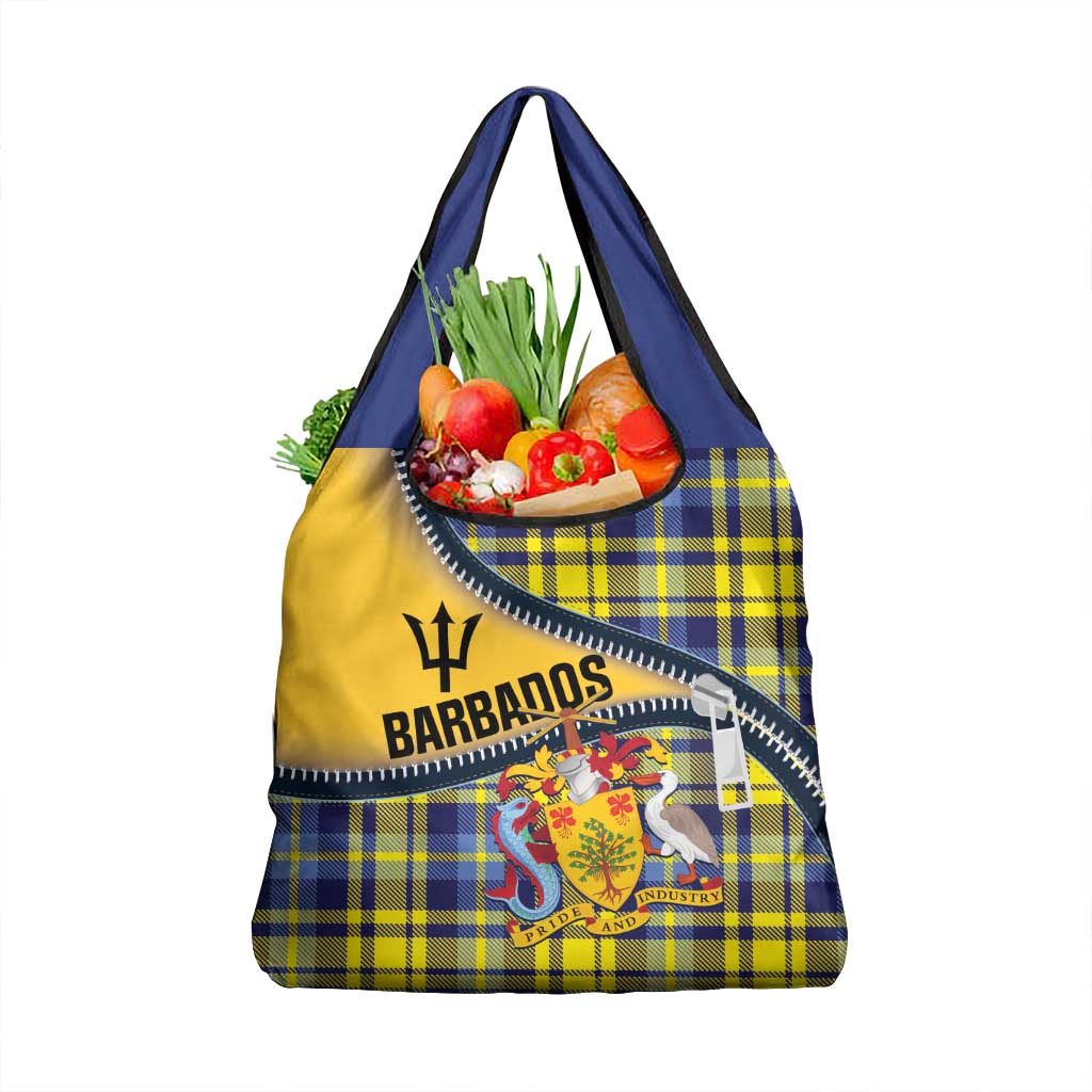 Barbados Celtic Festival Grocery Bag Yellow Blue Tartan Zipper Stylized