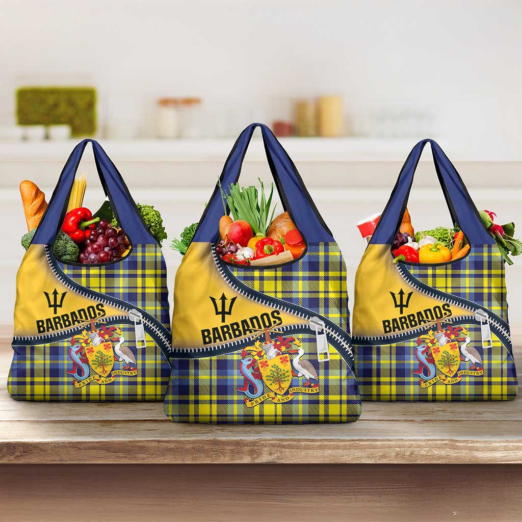 Barbados Celtic Festival Grocery Bag Yellow Blue Tartan Zipper Stylized