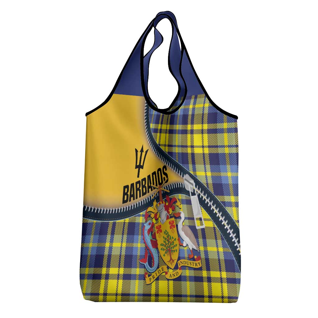 Barbados Celtic Festival Grocery Bag Yellow Blue Tartan Zipper Stylized