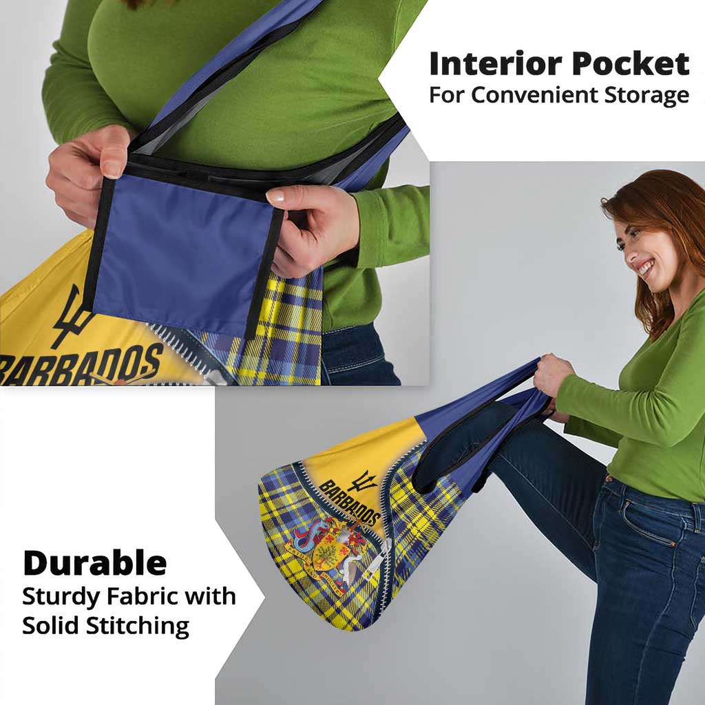 Barbados Celtic Festival Grocery Bag Yellow Blue Tartan Zipper Stylized