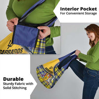 Barbados Celtic Festival Grocery Bag Yellow Blue Tartan Zipper Stylized