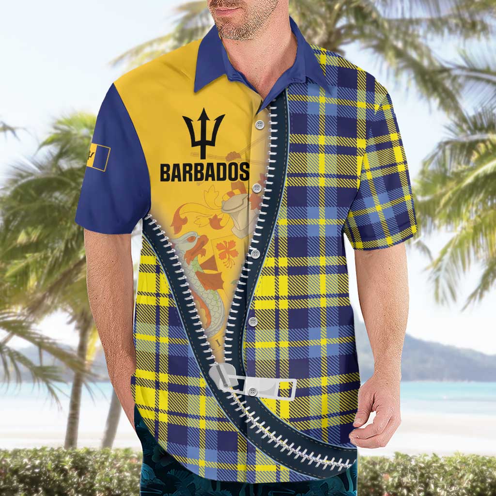 Barbados Celtic Festival Hawaiian Shirt Yellow Blue Tartan Zipper Stylized
