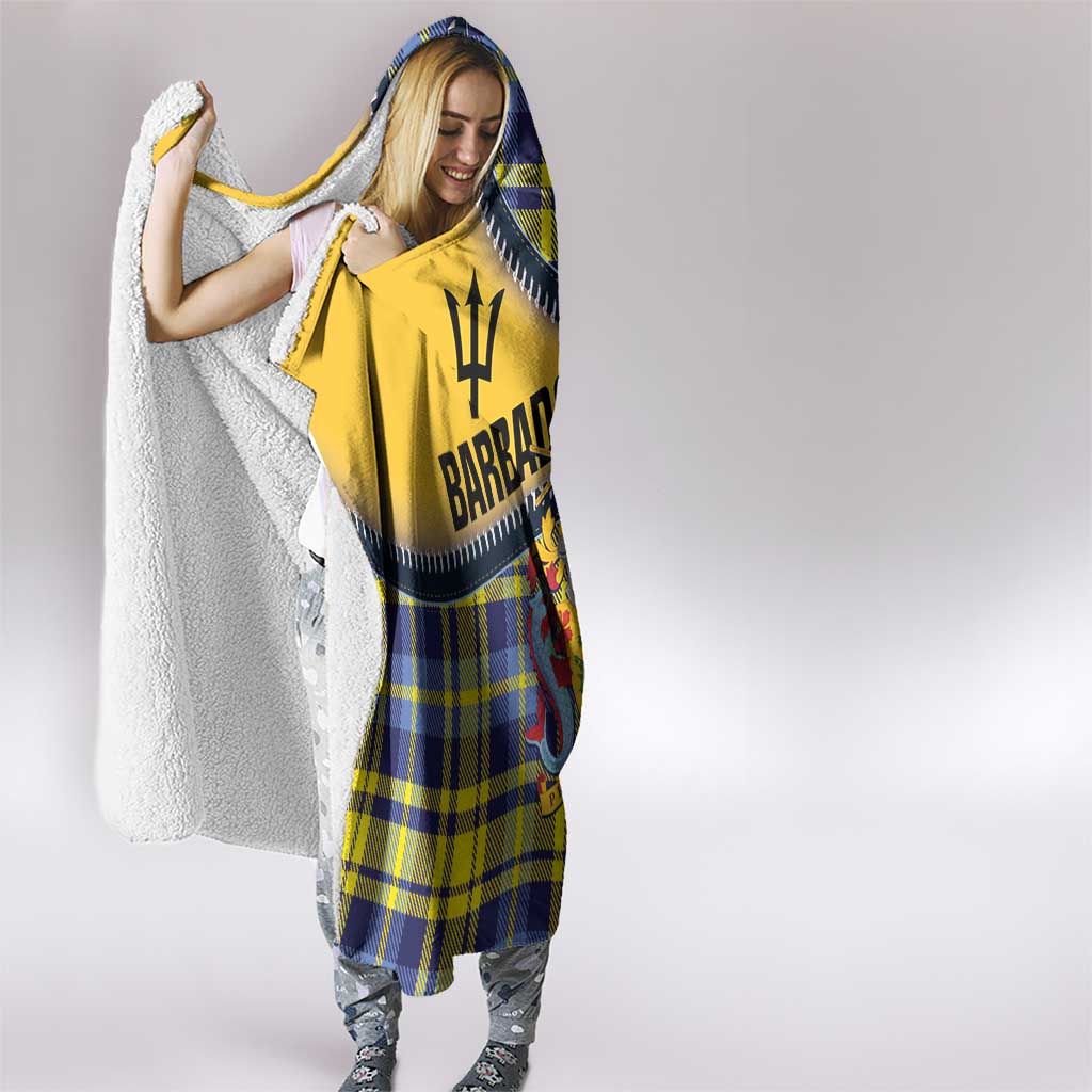 Barbados Celtic Festival Hooded Blanket Yellow Blue Tartan Zipper Stylized