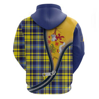 Barbados Celtic Festival Hoodie Yellow Blue Tartan Zipper Stylized