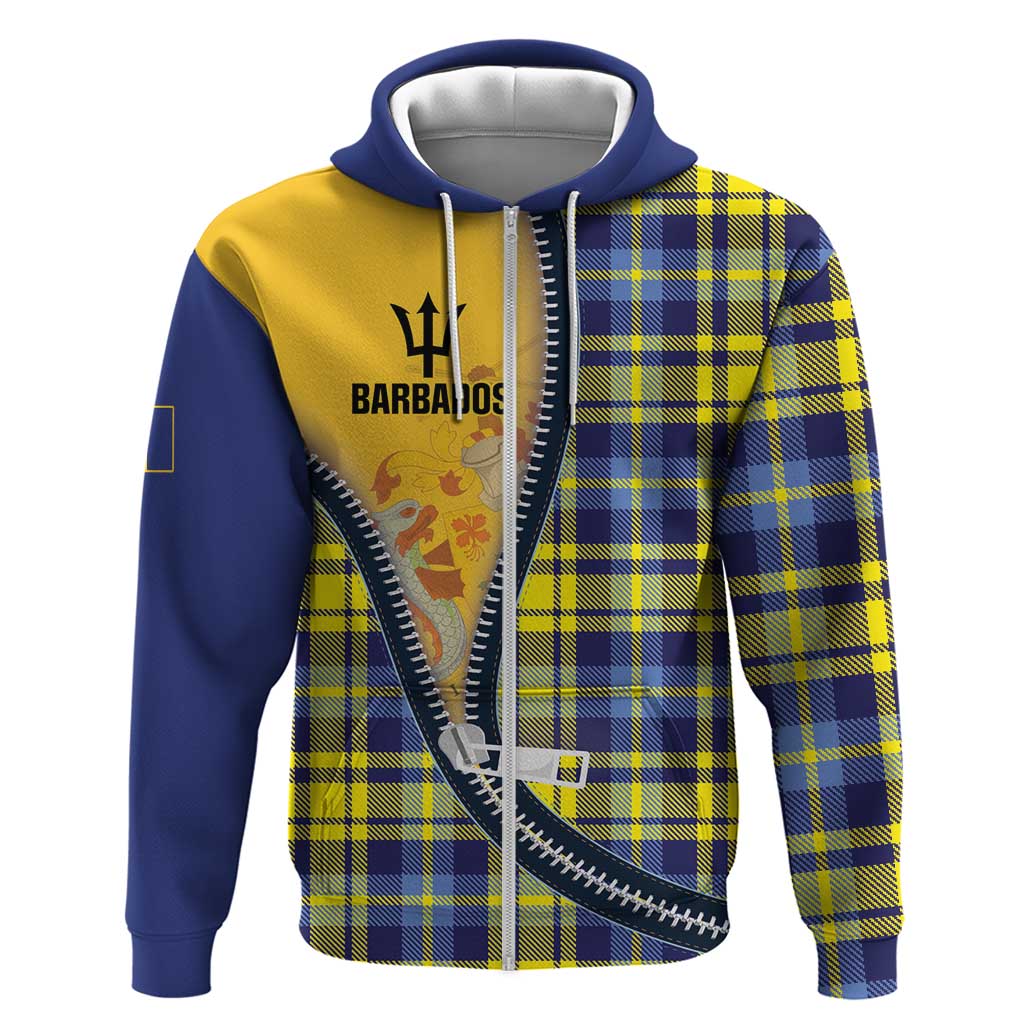 Barbados Celtic Festival Hoodie Yellow Blue Tartan Zipper Stylized