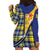 Barbados Celtic Festival Hoodie Dress Yellow Blue Tartan Zipper Stylized