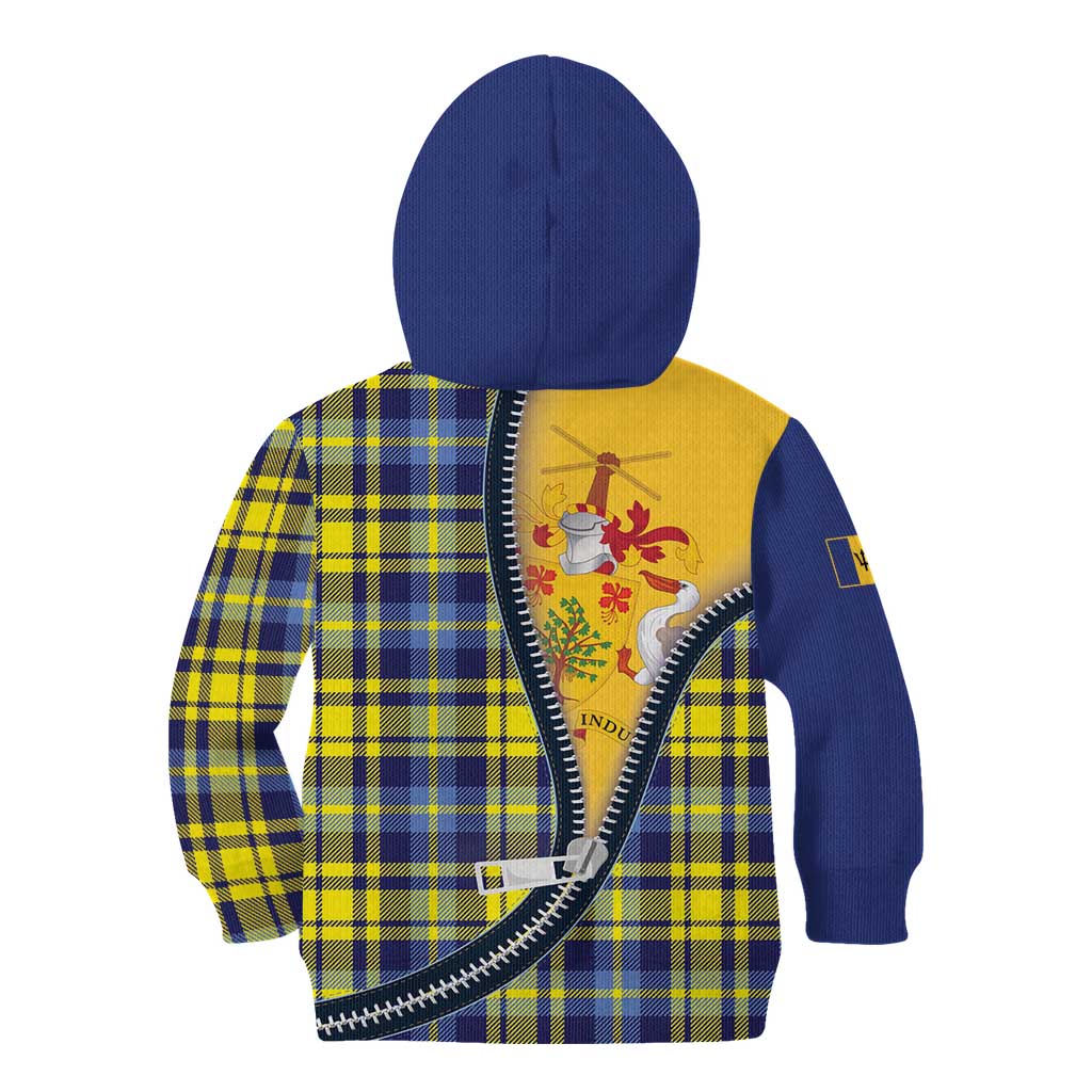 Barbados Celtic Festival Kid Hoodie Yellow Blue Tartan Zipper Stylized