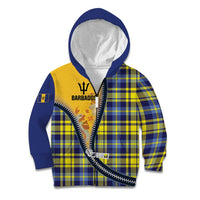 Barbados Celtic Festival Kid Hoodie Yellow Blue Tartan Zipper Stylized