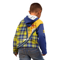 Barbados Celtic Festival Kid Hoodie Yellow Blue Tartan Zipper Stylized