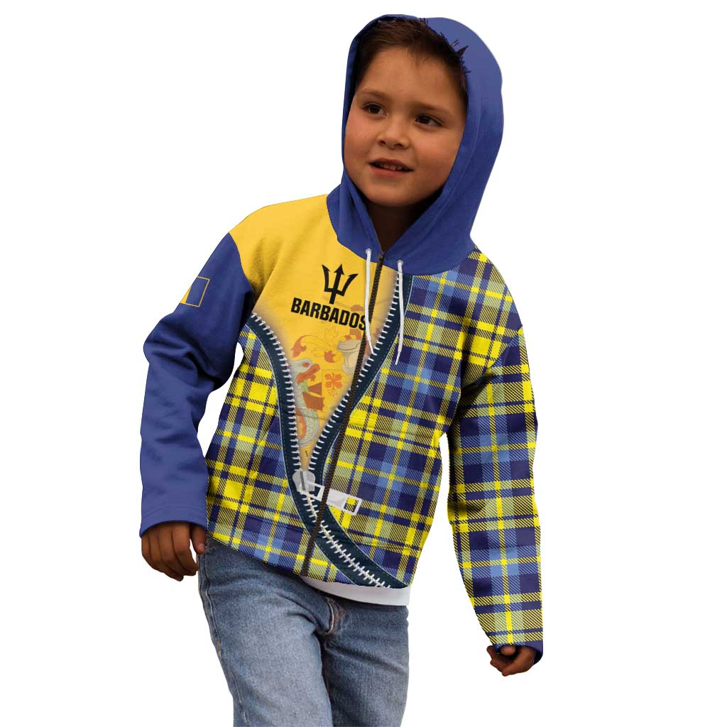 Barbados Celtic Festival Kid Hoodie Yellow Blue Tartan Zipper Stylized