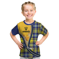 Barbados Celtic Festival Kid T Shirt Yellow Blue Tartan Zipper Stylized