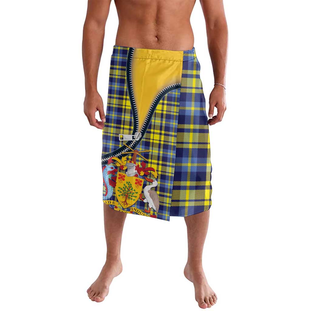 Barbados Celtic Festival Lavalava Yellow Blue Tartan Zipper Stylized