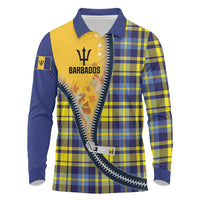 Barbados Celtic Festival Long Sleeve Polo Shirt Yellow Blue Tartan Zipper Stylized