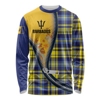 Barbados Celtic Festival Long Sleeve Shirt Yellow Blue Tartan Zipper Stylized