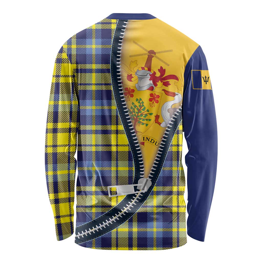 Barbados Celtic Festival Long Sleeve Shirt Yellow Blue Tartan Zipper Stylized
