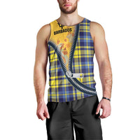 Barbados Celtic Festival Men Tank Top Yellow Blue Tartan Zipper Stylized