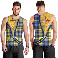 Barbados Celtic Festival Men Tank Top Yellow Blue Tartan Zipper Stylized
