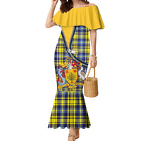 Barbados Celtic Festival Mermaid Dress Yellow Blue Tartan Zipper Stylized