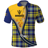 Barbados Celtic Festival Polo Shirt Yellow Blue Tartan Zipper Stylized