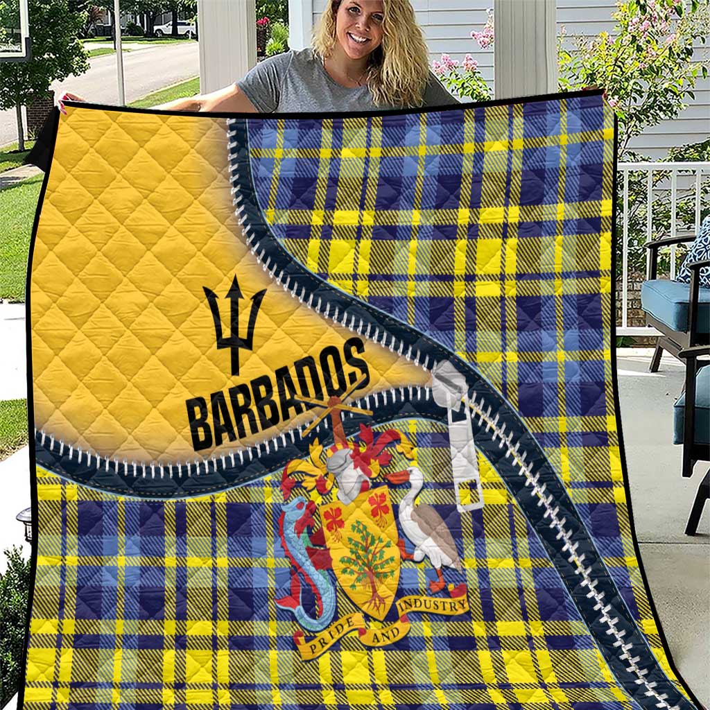 Barbados Celtic Festival Quilt Yellow Blue Tartan Zipper Stylized