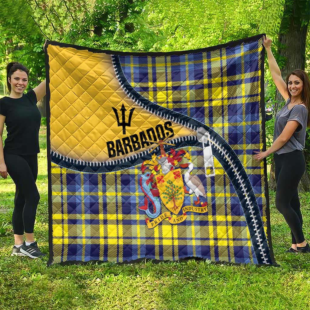 Barbados Celtic Festival Quilt Yellow Blue Tartan Zipper Stylized