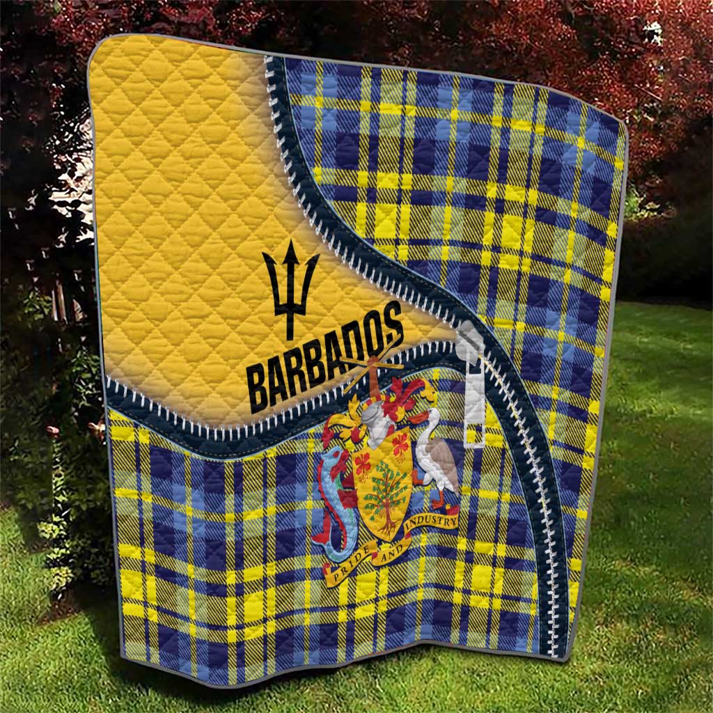 Barbados Celtic Festival Quilt Yellow Blue Tartan Zipper Stylized
