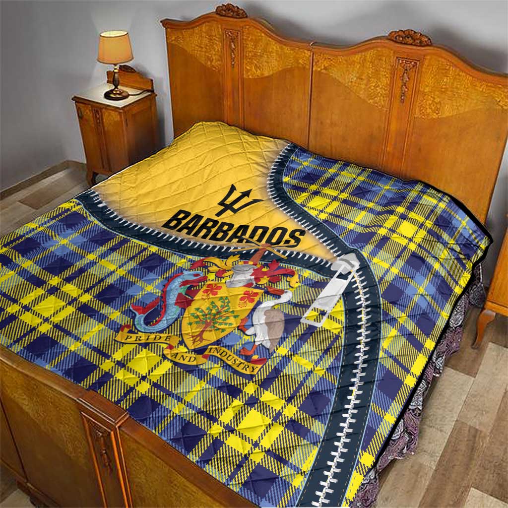 Barbados Celtic Festival Quilt Yellow Blue Tartan Zipper Stylized