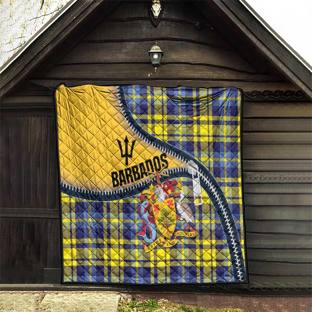 Barbados Celtic Festival Quilt Yellow Blue Tartan Zipper Stylized