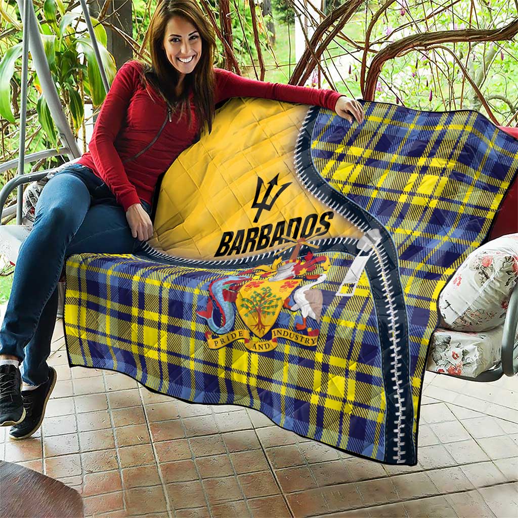 Barbados Celtic Festival Quilt Yellow Blue Tartan Zipper Stylized
