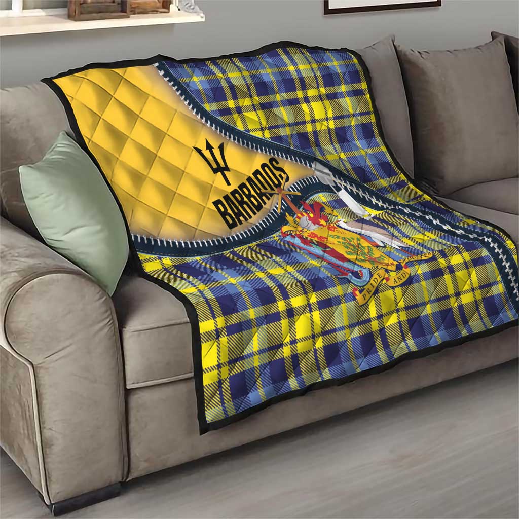 Barbados Celtic Festival Quilt Yellow Blue Tartan Zipper Stylized
