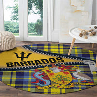 Barbados Celtic Festival Round Carpet Yellow Blue Tartan Zipper Stylized