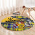 Barbados Celtic Festival Round Carpet Yellow Blue Tartan Zipper Stylized
