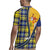Barbados Celtic Festival Rugby Jersey Yellow Blue Tartan Zipper Stylized