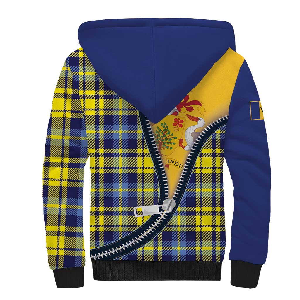 Barbados Celtic Festival Sherpa Hoodie Yellow Blue Tartan Zipper Stylized