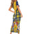 Barbados Celtic Festival Short Sleeve Bodycon Dress Yellow Blue Tartan Zipper Stylized