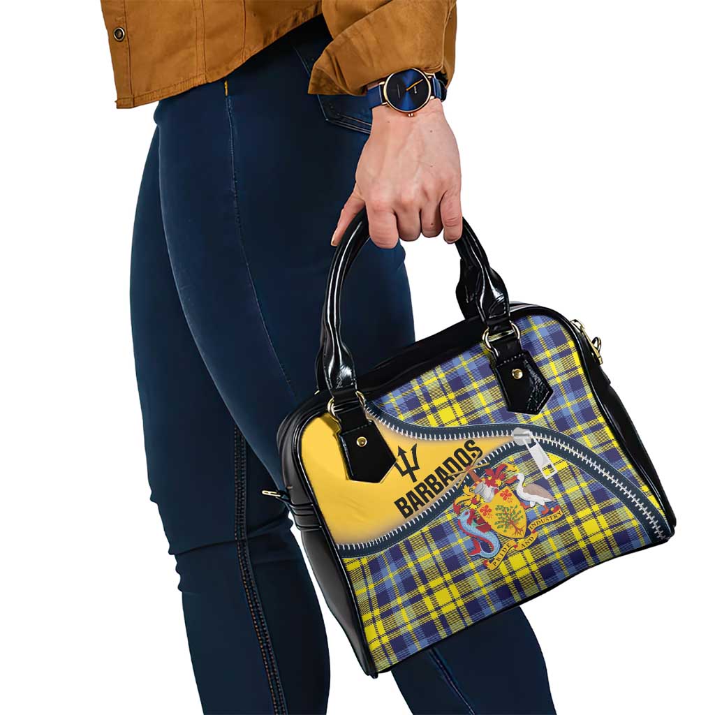Barbados Celtic Festival Shoulder Handbag Yellow Blue Tartan Zipper Stylized