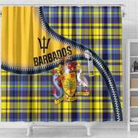 Barbados Celtic Festival Shower Curtain Yellow Blue Tartan Zipper Stylized