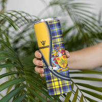 Barbados Celtic Festival Skinny Tumbler Yellow Blue Tartan Zipper Stylized