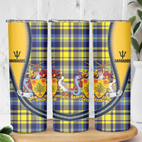 Barbados Celtic Festival Skinny Tumbler Yellow Blue Tartan Zipper Stylized