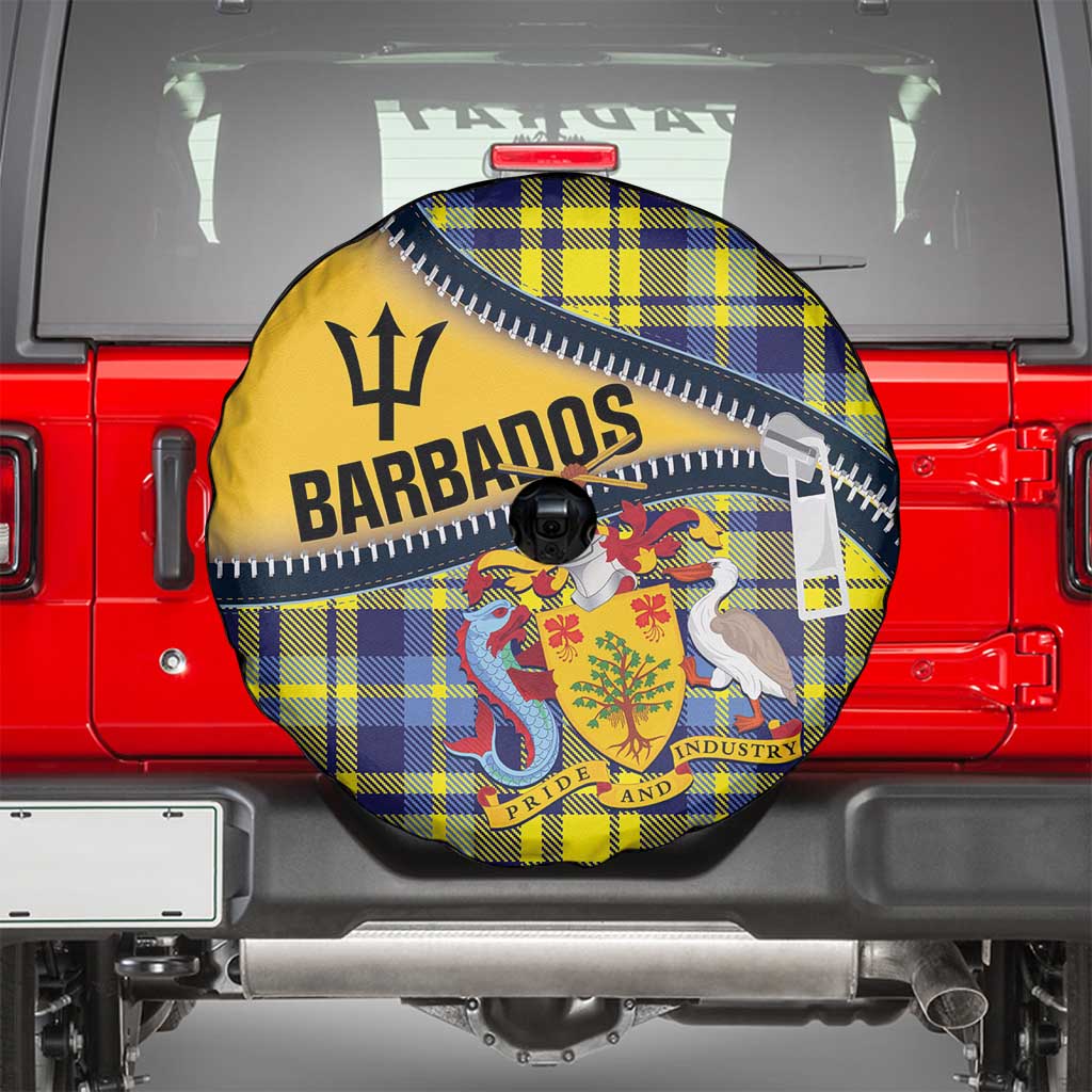 Barbados Celtic Festival Spare Tire Cover Yellow Blue Tartan Zipper Stylized