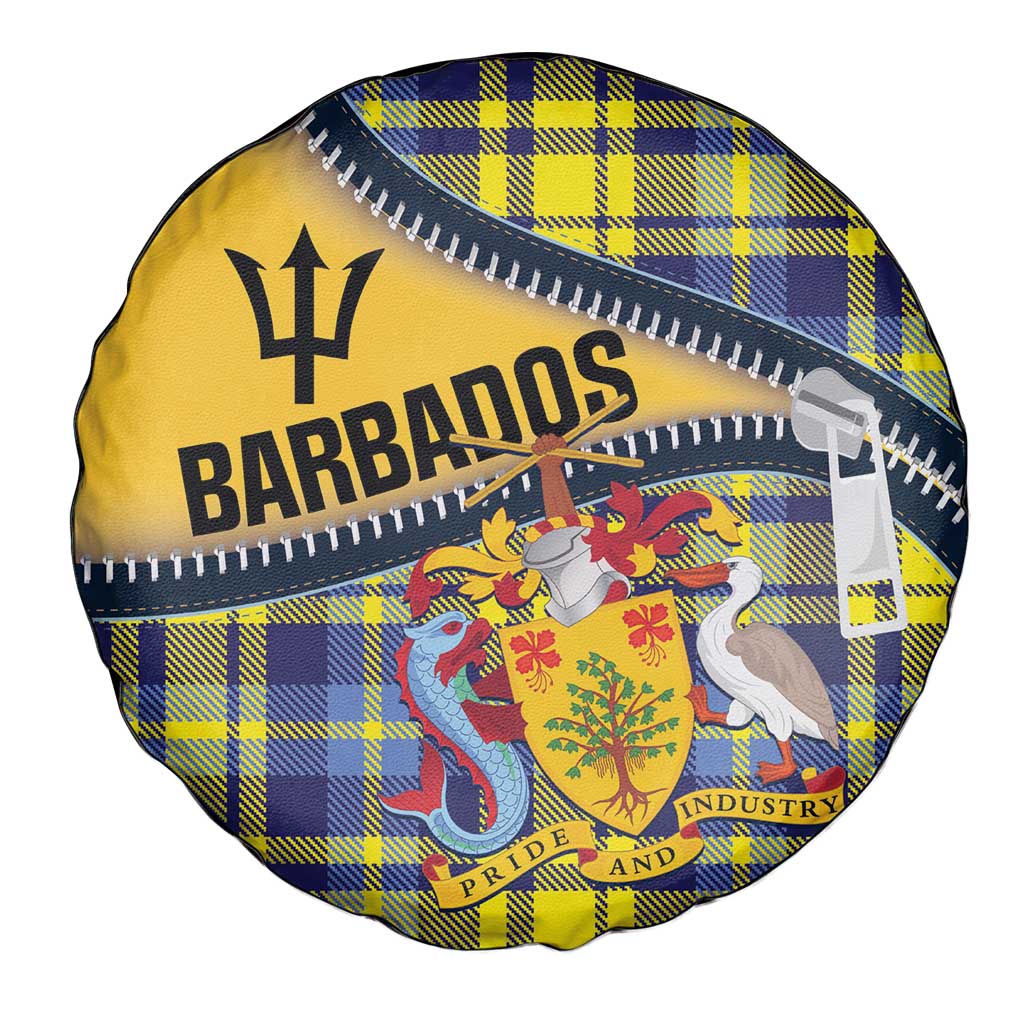 Barbados Celtic Festival Spare Tire Cover Yellow Blue Tartan Zipper Stylized