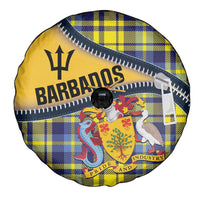Barbados Celtic Festival Spare Tire Cover Yellow Blue Tartan Zipper Stylized